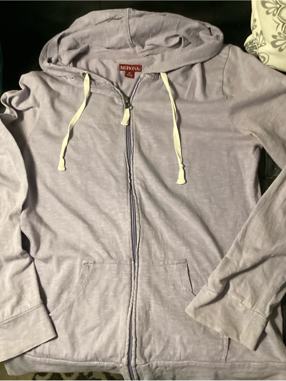 Merona Lavender Zip Front Hoodie with Drawstrings